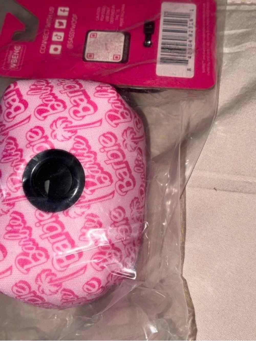 Barbie pink pet waste bag carrier